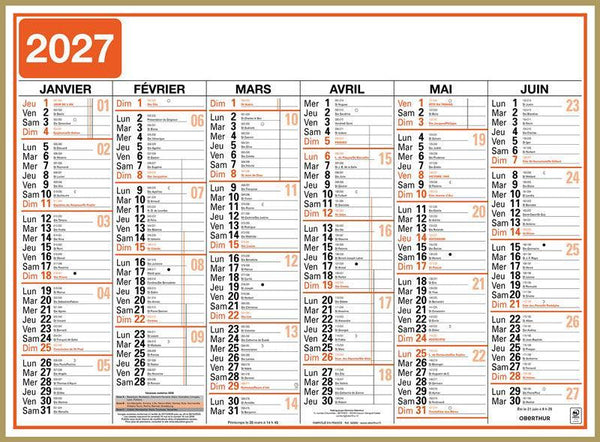 OBE Calendrier Classic 52x40,5-Calendrier-Oberthur-Papeterie du Dôme