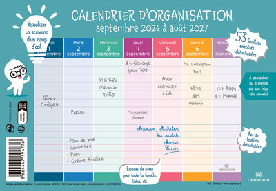 OBE Calendrier d'Organisation-Calendrier-Oberthur-2026-2027-Papeterie du Dôme