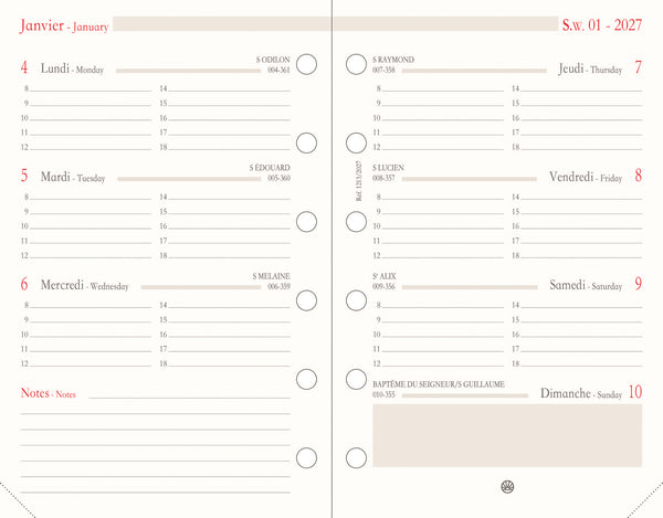 OBE Recharge Agenda Format 13 Semainier Horizontal-Recharge Agenda-Oberthur-Papeterie du Dôme