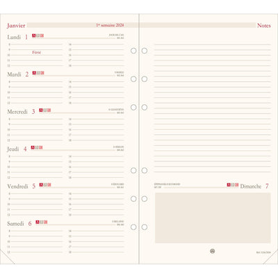 OBE Recharge Agenda Format 17 Semainier Horizontal-Recharge Agenda-Oberthur-2027-Papeterie du Dôme