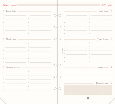 OBE Recharge Agenda Format 17 Semainier Horizontal-Recharge Agenda-Oberthur-Papeterie du Dôme