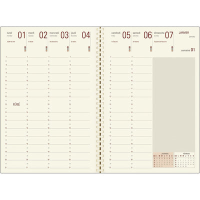 OBE Recharge Agenda Format 25 Semainier Vertical + 2 Pochettes-Recharge Agenda-Oberthur-2027-Papeterie du Dôme