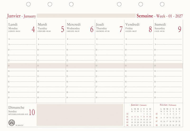OBE Recharge Bloc Éphémeride Up to Date-Recharge Agenda-Oberthur-Papeterie du Dôme