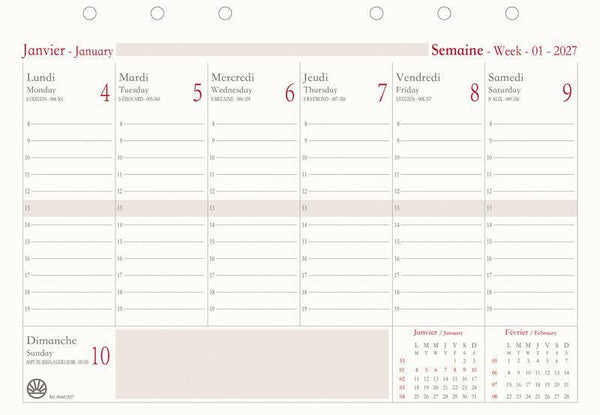 OBE Recharge Bloc Éphémeride Up to Date-Recharge Agenda-Oberthur-Papeterie du Dôme