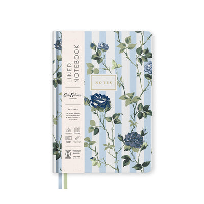 OHD Hardback Notebook A5 Cath Kidston-Carnet-Ohh Deer-Blue Stripe Floral-Papeterie du Dôme