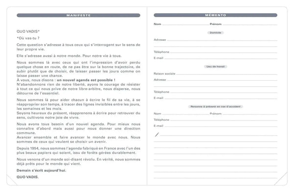 QVD Recharge Agenda Président-Recharge Agenda-Quo Vadis-Papeterie du Dôme