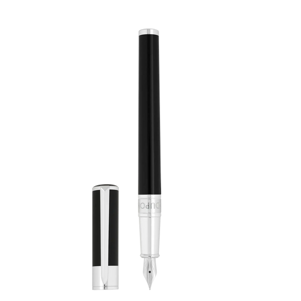 Stylo Plume S.T. Dupont Initial Noir Chromé-Stylo Plume-S.T. Dupont-Papeterie du Dôme