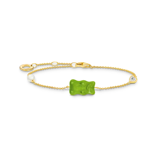 TSB Bracelet Haribo Ours d'or, perle & zirconia – Argent-Bijoux-Thomas Sabo-Doré-Vert-19 cm-Papeterie du Dôme