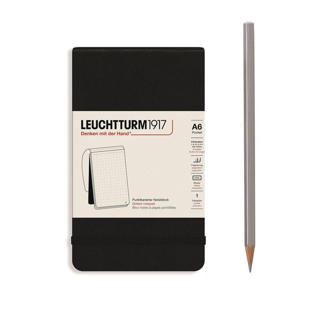 LCHT Bloc-Notes A6 Rigide-Bloc Notes-Leuchtturm 1917-A6-Dots-Noir-Papeterie du Dôme