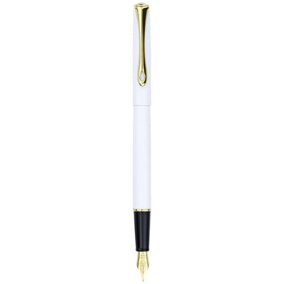 Stylo Plume Diplomat Traveller Snow White Doré - Blanc-Stylo Plume-Diplomat-Papeterie du Dôme